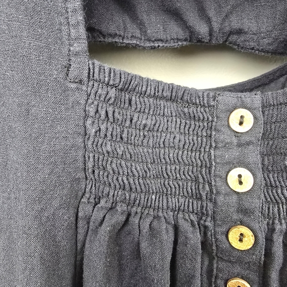 Free People Bom Bom Island Ruffle Mini Dress Cotton Linen Black Womens‎ Size SP - Picture 13 of 16